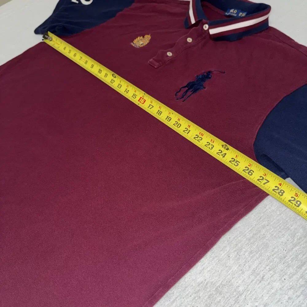 Vtg Polo Ralph Lauren Big Pony Polo Shirt Men’s 2XB Maroon #2 Crest Embroidery